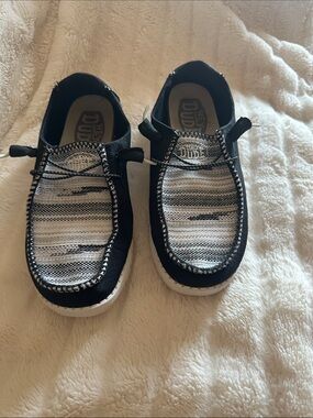 Hey Dude Kids Black and White Woven Slip-On Sneakers - ver good condition